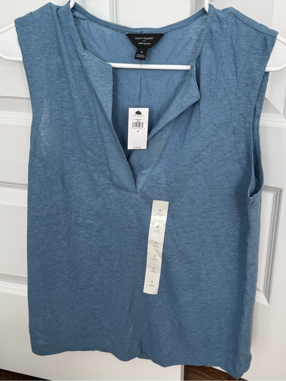 Banana Republic Light Blue Linen-Blend Sleeveless V-Neck Tank NWT